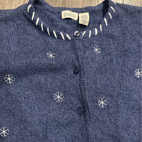 CLASSIC ELEMENTS 90s GRANNYCORE Cardigan Size L Fair Isle Sweater Ramie Ugly Vtg - Picture 3 of 8